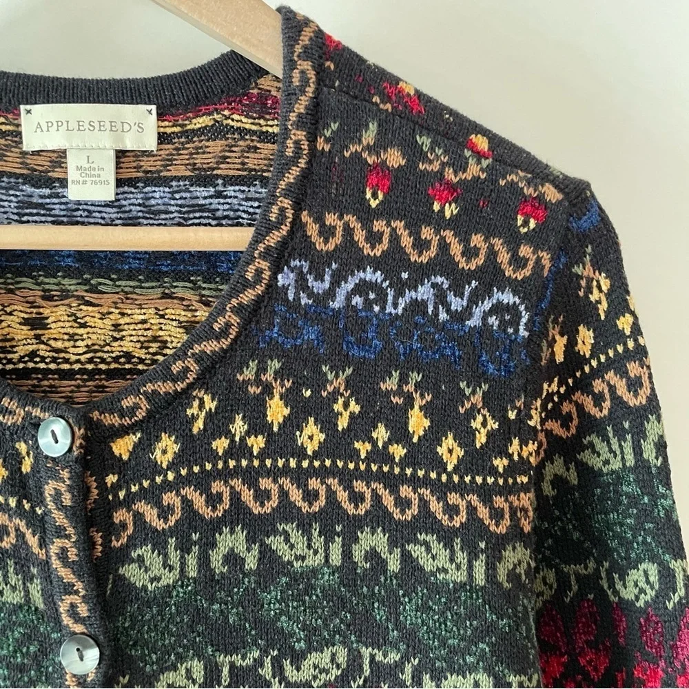 Vintage Appleseed's Multi-Color Classic Button Down Cardigan Sweater Size L
